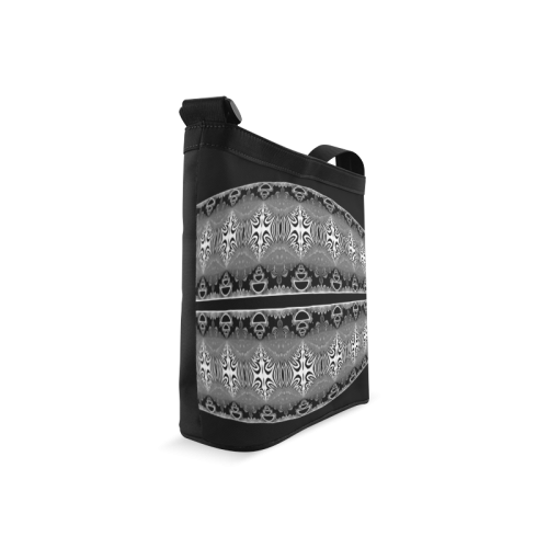 Kaleidoscope Fractal BORDER black white grey Crossbody Bags (Model 1613)