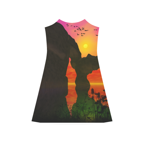 Wonderful sunset over the sea Alcestis Slip Dress (Model D05)