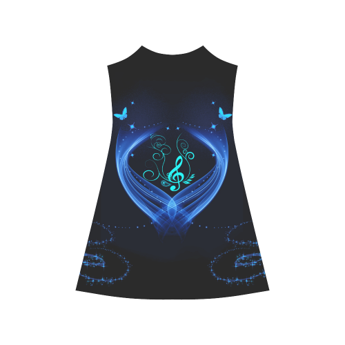 Blue clef with glowing butterflies Alcestis Slip Dress (Model D05)