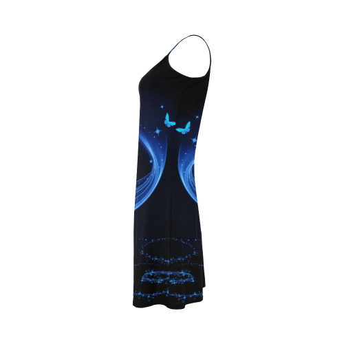 Blue clef with glowing butterflies Alcestis Slip Dress (Model D05)
