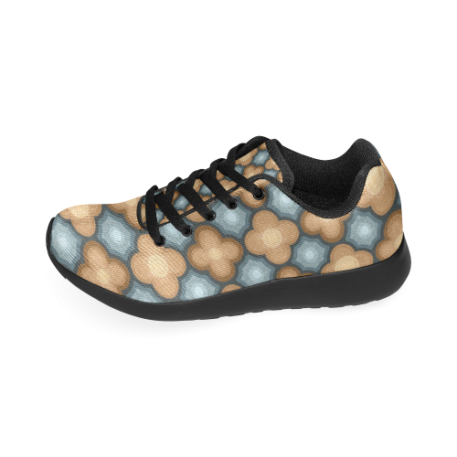 Brown, Blue Floral Pattern Women’s Running Shoes (Model 020)