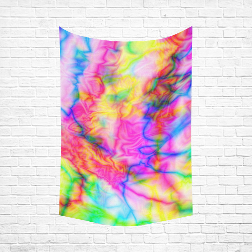 Tropical blue yellow pink abstract texture ZT05 Cotton Linen Wall Tapestry 60"x 90"