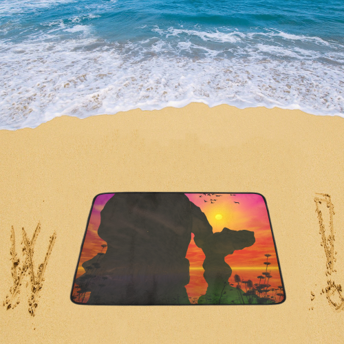 Wonderful sunset over the sea Beach Mat 78"x 60"