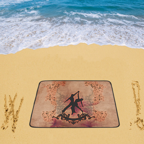 Wonderful dancing couple with floral elements Beach Mat 78"x 60"
