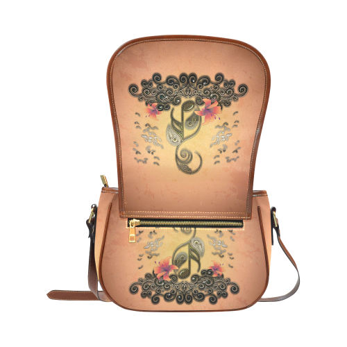 Wonderful key notes with floral elements Saddle Bag/Small (Model 1649) Full Customization