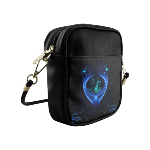 Blue clef with glowing butterflies Sling Bag (Model 1627)