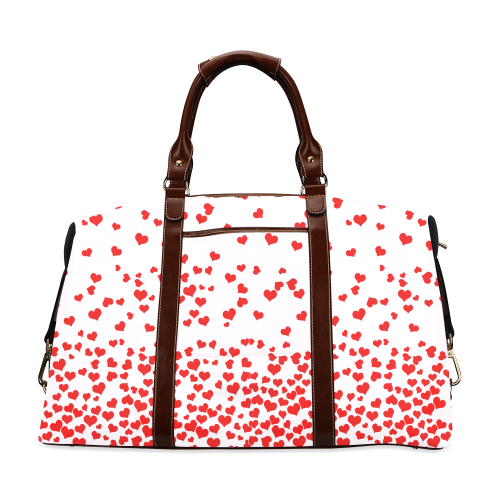 Red Falling Hearts on Pink Classic Travel Bag (Model 1643)