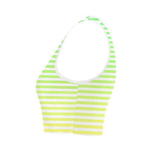 Green/Yellow Ombre Stripe Women's Crop Top (Model T42)