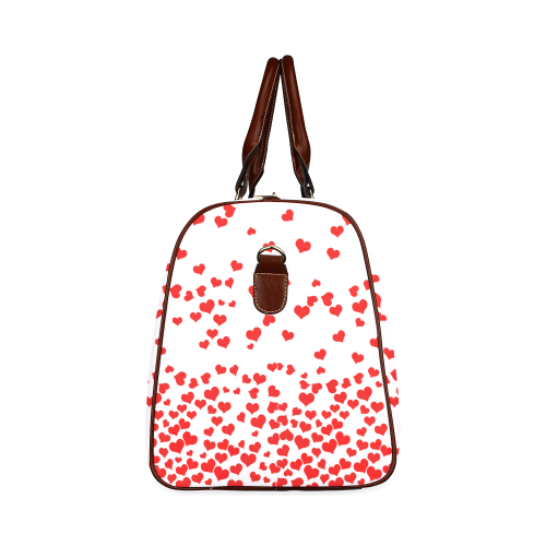 Red Falling Hearts on Pink Waterproof Travel Bag/Large (Model 1639)