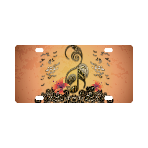 Wonderful key notes with floral elements Classic License Plate