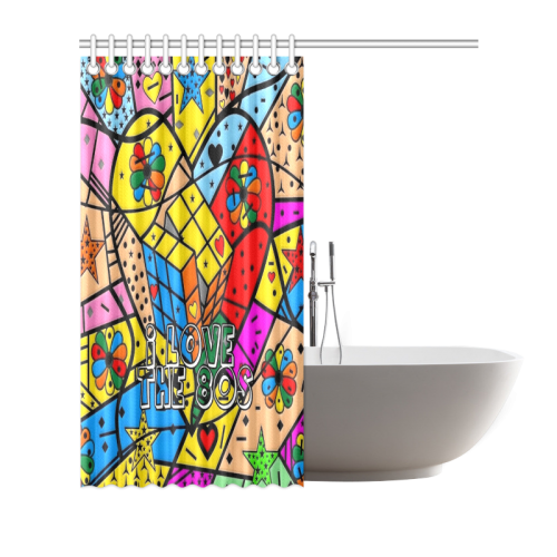 i love the 80s Popart by Nico Bielow Shower Curtain 72"x72"