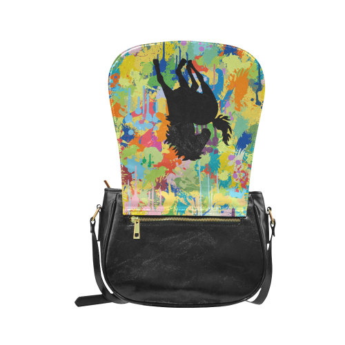 Horse Shape Template Colorful Splash Classic Saddle Bag/Large (Model 1648)