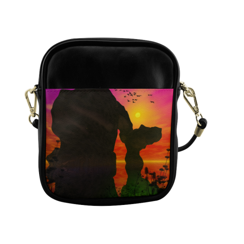 Wonderful sunset over the sea Sling Bag (Model 1627)