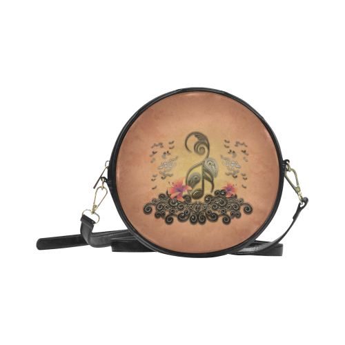 Wonderful key notes with floral elements Round Sling Bag (Model 1647)