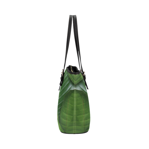 Banana Tree Leaves Leather Tote Bag/Large (Model 1651)