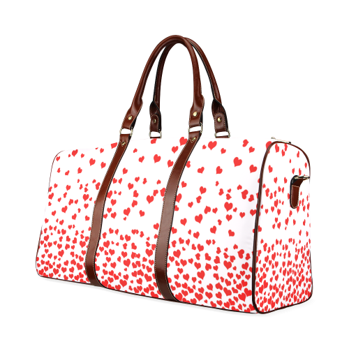Red Falling Hearts on Pink Waterproof Travel Bag/Large (Model 1639)