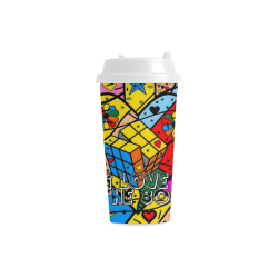 i love the 80s Popart by Nico Bielow Double Wall Plastic Mug
