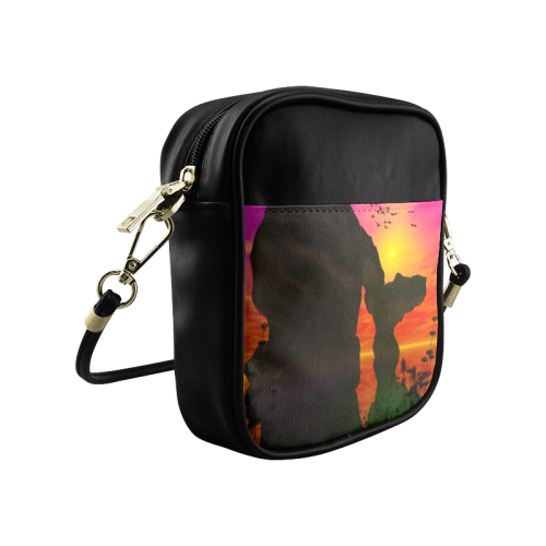 Wonderful sunset over the sea Sling Bag (Model 1627)