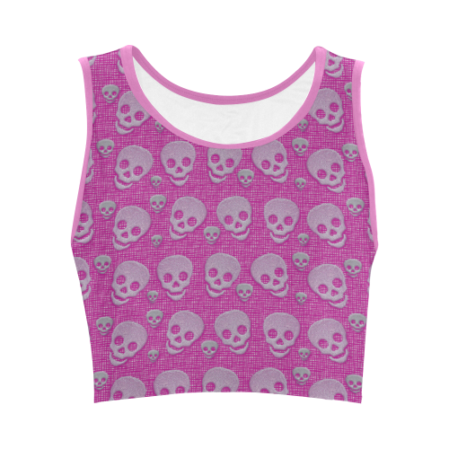 SKULLS PINKY Women's Crop Top (Model T42)