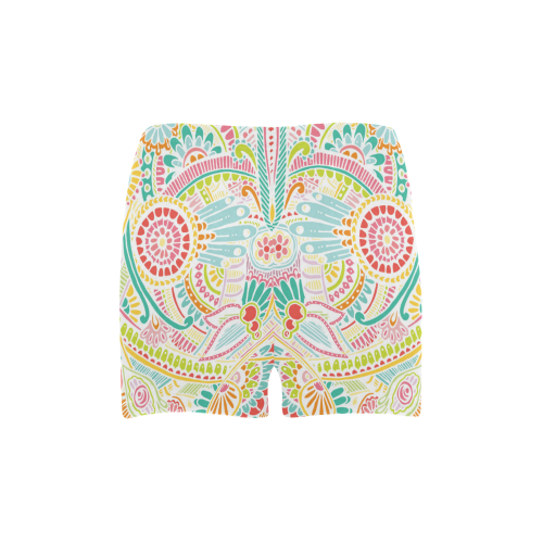 zz0101 pink hippie flower watercolor pattern Briseis Skinny Shorts (Model L04)