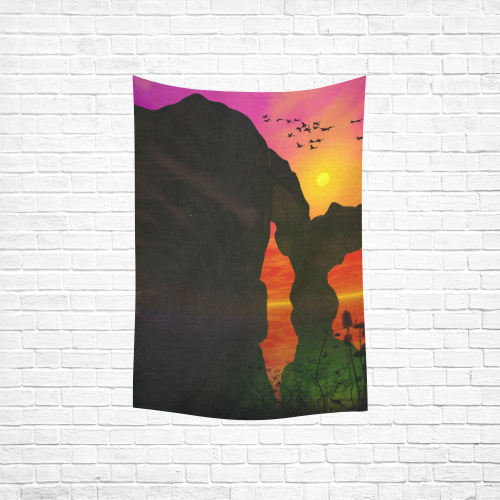 Wonderful sunset over the sea Cotton Linen Wall Tapestry 40"x 60"