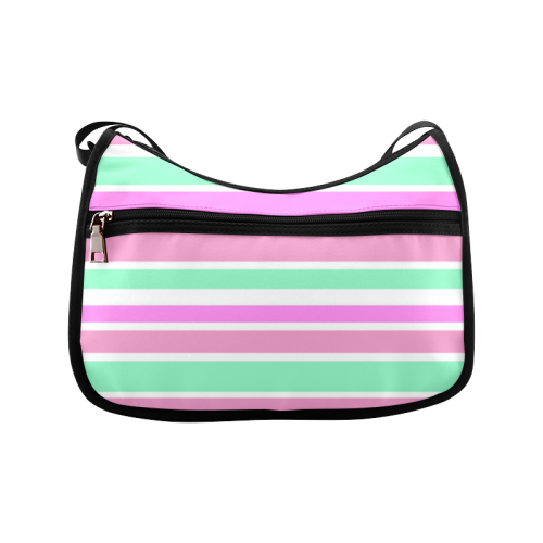 Pink Green Stripes Pattern Crossbody Bags (Model 1616)