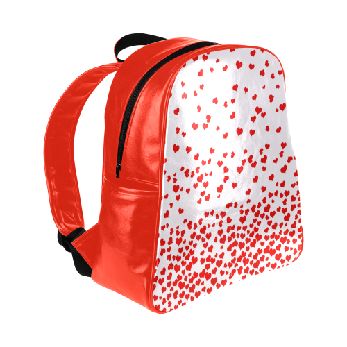 Red Falling Hearts on Pink Multi-Pockets Backpack (Model 1636)