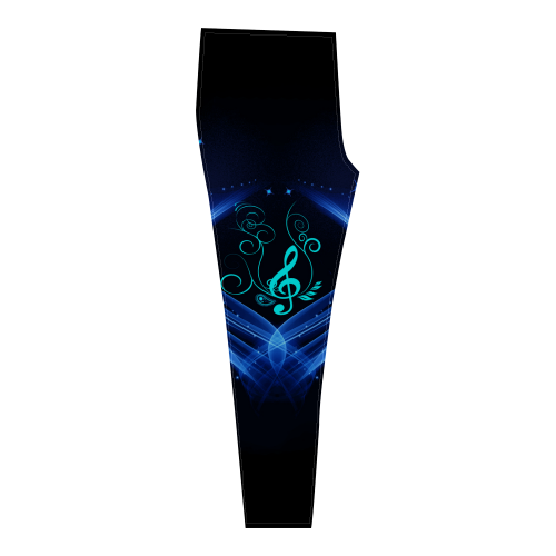 Blue clef with glowing butterflies Cassandra Women's Leggings (Model L01)