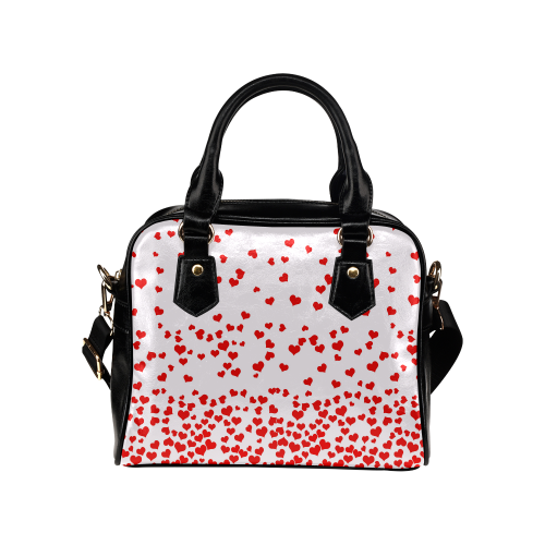 Red Falling Hearts on Pink Shoulder Handbag (Model 1634)