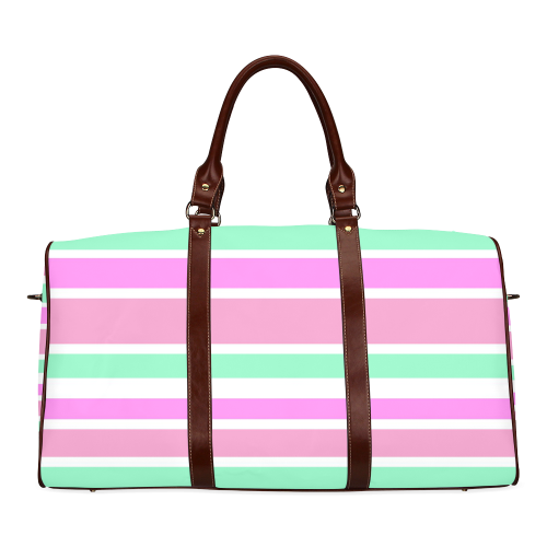 Pink Green Stripes Pattern Waterproof Travel Bag/Small (Model 1639)