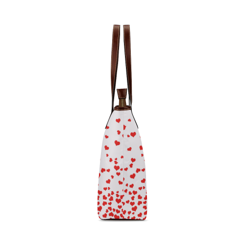 Red Falling Hearts on Pink Shoulder Tote Bag (Model 1646)