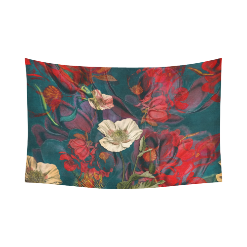 flora 3 Cotton Linen Wall Tapestry 90"x 60"