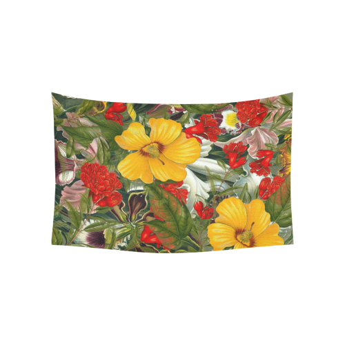 flora 1 Cotton Linen Wall Tapestry 60"x 40"