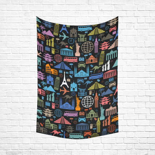 travel all around Cotton Linen Wall Tapestry 60"x 90"