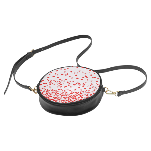 Red Falling Hearts on Pink Round Sling Bag (Model 1647)