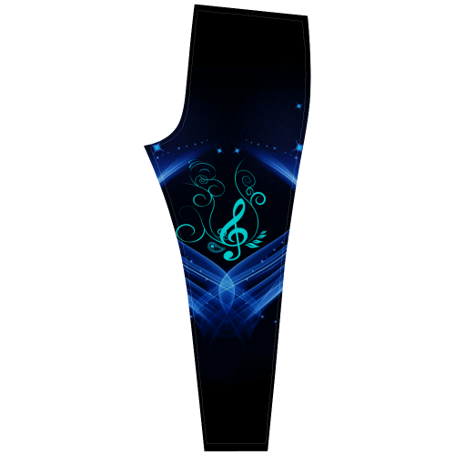 Blue clef with glowing butterflies Cassandra Women's Leggings (Model L01)