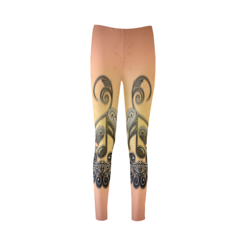 Wonderful key notes with floral elements Cassandra Women's Leggings (Model L01)