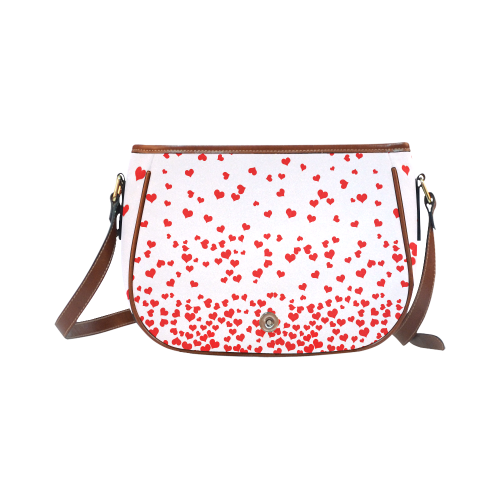 Red Falling Hearts on Pink Saddle Bag/Small (Model 1649) Full Customization