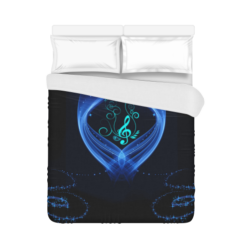 Blue clef with glowing butterflies Duvet Cover 86"x70" ( All-over-print)