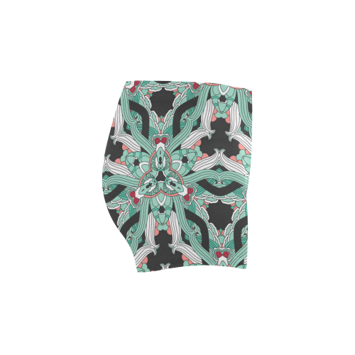 Zandine 0206 vintage green floral pattern Briseis Skinny Shorts (Model L04)