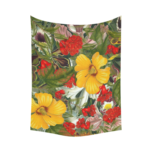 flora 1 Cotton Linen Wall Tapestry 80"x 60"