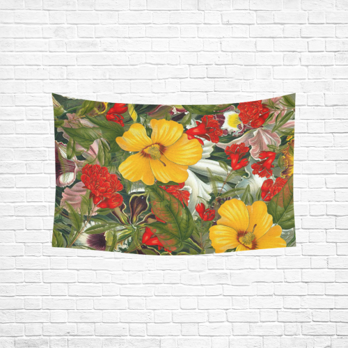 flora 1 Cotton Linen Wall Tapestry 60"x 40"