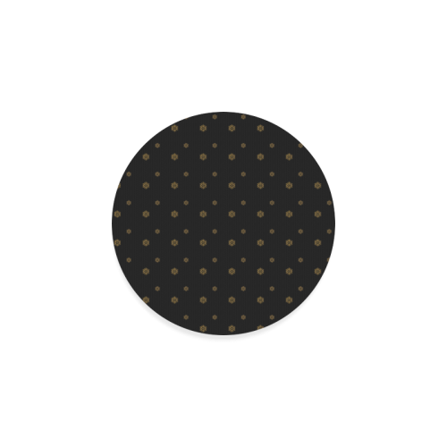 Golden Snowflakes On A Midnight Black Background Round Coaster