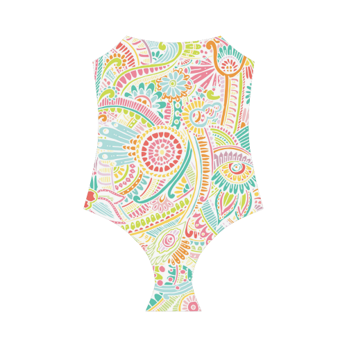 zz0101 pink hippie flower watercolor pattern Strap Swimsuit ( Model S05)