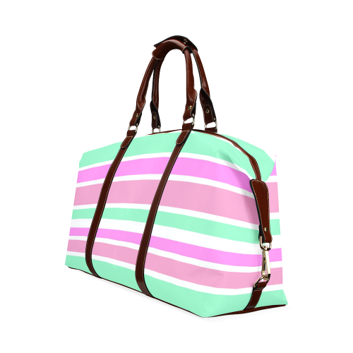 Pink Green Stripes Pattern Classic Travel Bag (Model 1643)