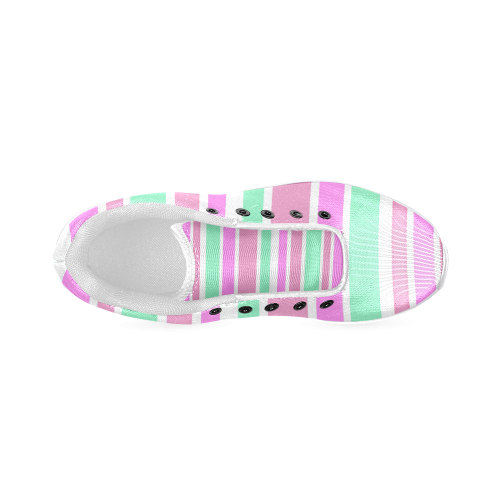 Pink Green Stripes Pattern Women’s Running Shoes (Model 020)