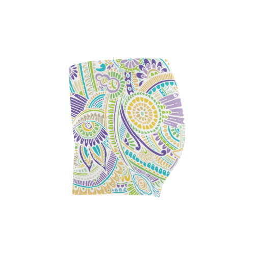 zz0104 purple green watercolor flower pattern Briseis Skinny Shorts (Model L04)
