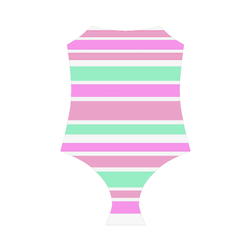 Pink Green Stripes Pattern Strap Swimsuit ( Model S05)