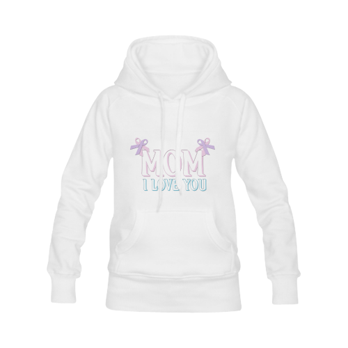 Pink Cyan Mom I Love You Women's Classic Hoodies (Model H07)