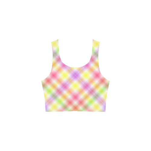 Multicolored Pastel Rainbow Tartan Plaid Atalanta Sundress (Model D04)